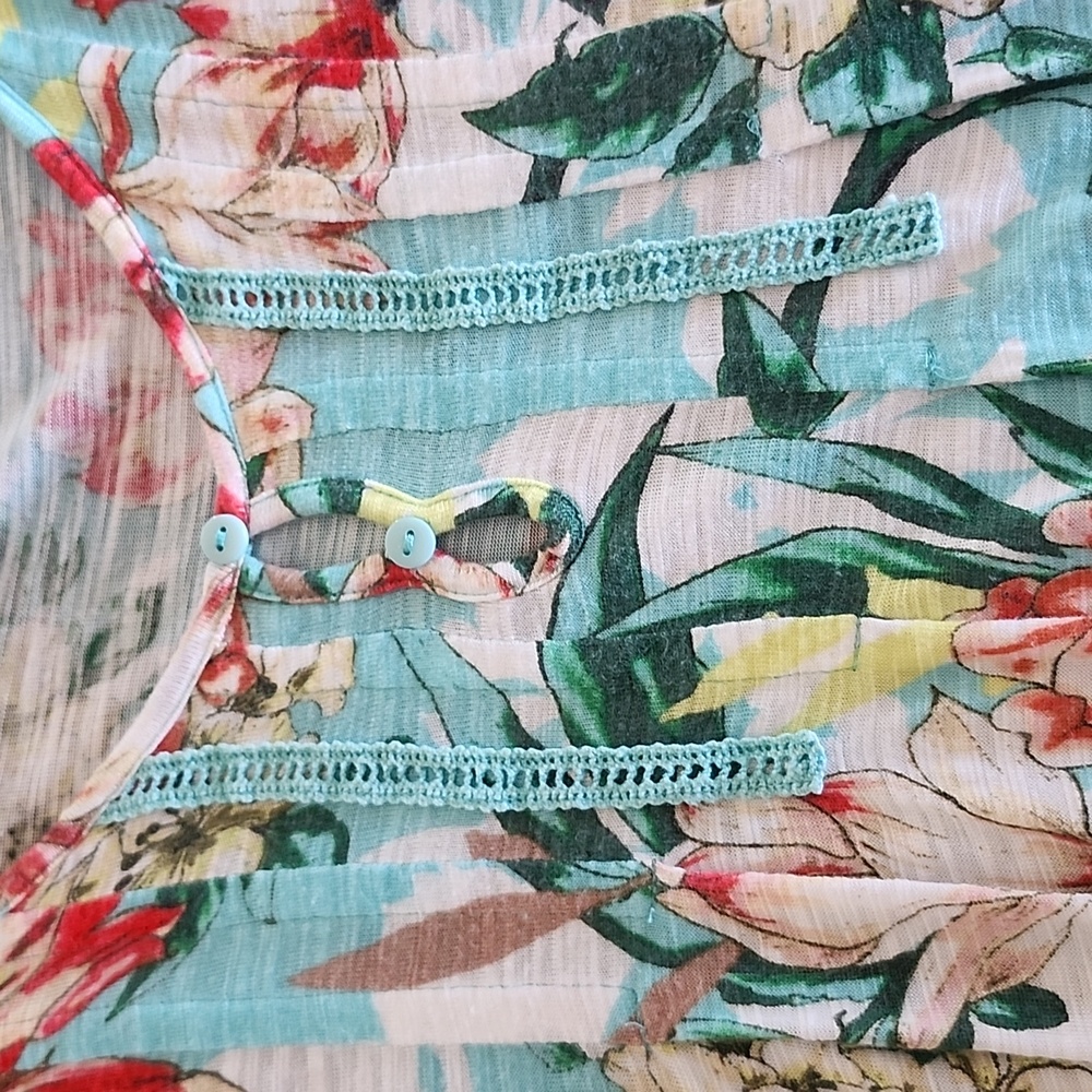 Cable & Gauge Turquoise Floral Blouse - Picture 3 of 8